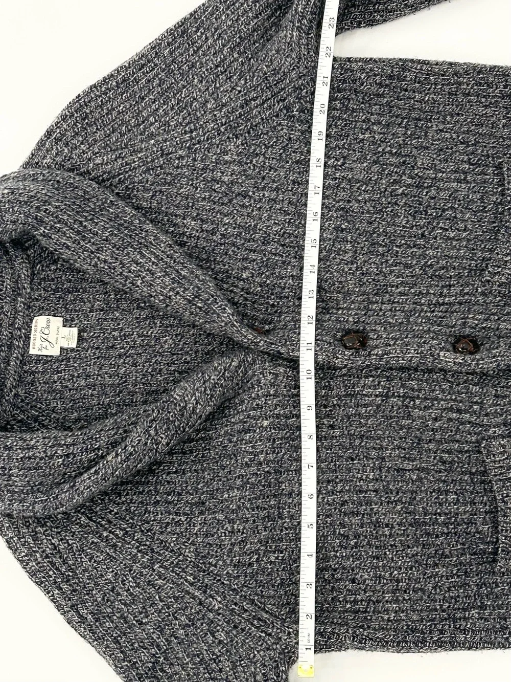 J.Crew Rugged Merino Wool Shawl Collar Cardigan Sweater Blue Gray L
